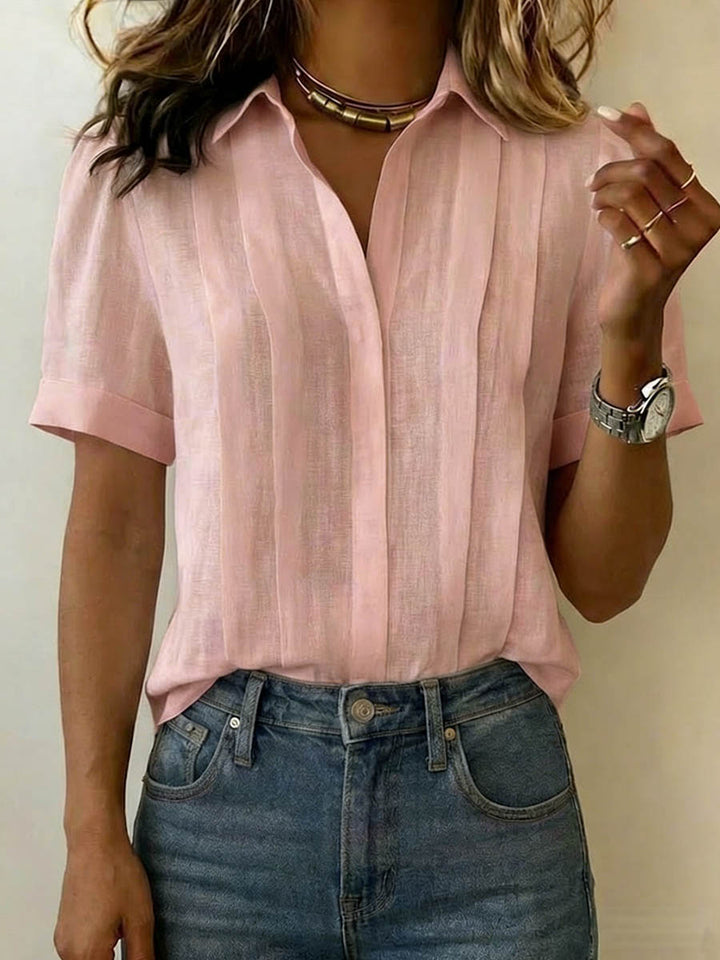 Tayla | Sophisticated Textured Short Sleeve Button-Up Shirt 3