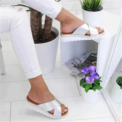 Theresa | Chic And Comfortable Cross Strap Slide Sandals 0