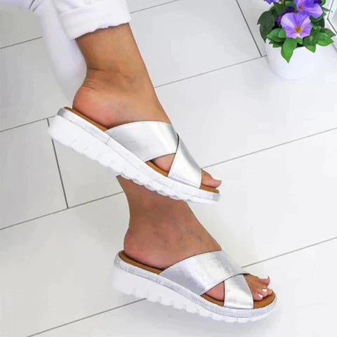 Theresa | Chic And Comfortable Cross Strap Slide Sandals 1