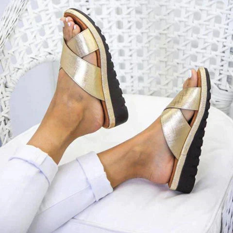 Theresa | Chic And Comfortable Cross Strap Slide Sandals 3