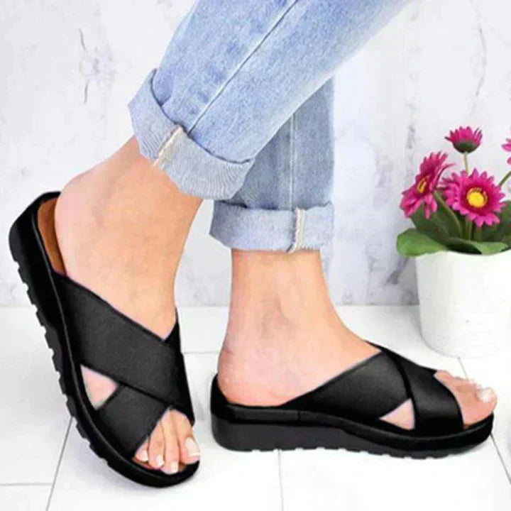 Theresa | Chic And Comfortable Cross Strap Slide Sandals 4