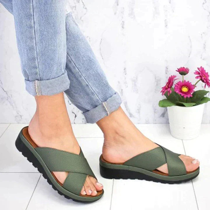 Theresa | Chic And Comfortable Cross Strap Slide Sandals 5