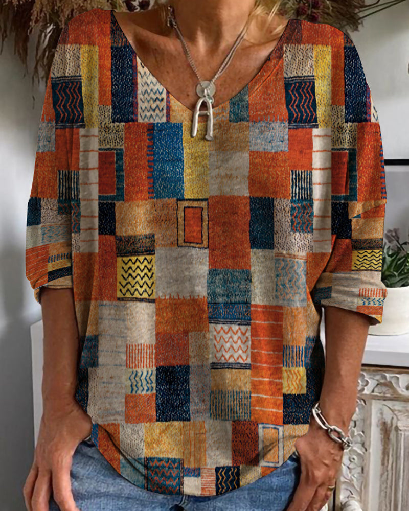 Theresa | Vibrant And Artistic Patchwork Blouse 0
