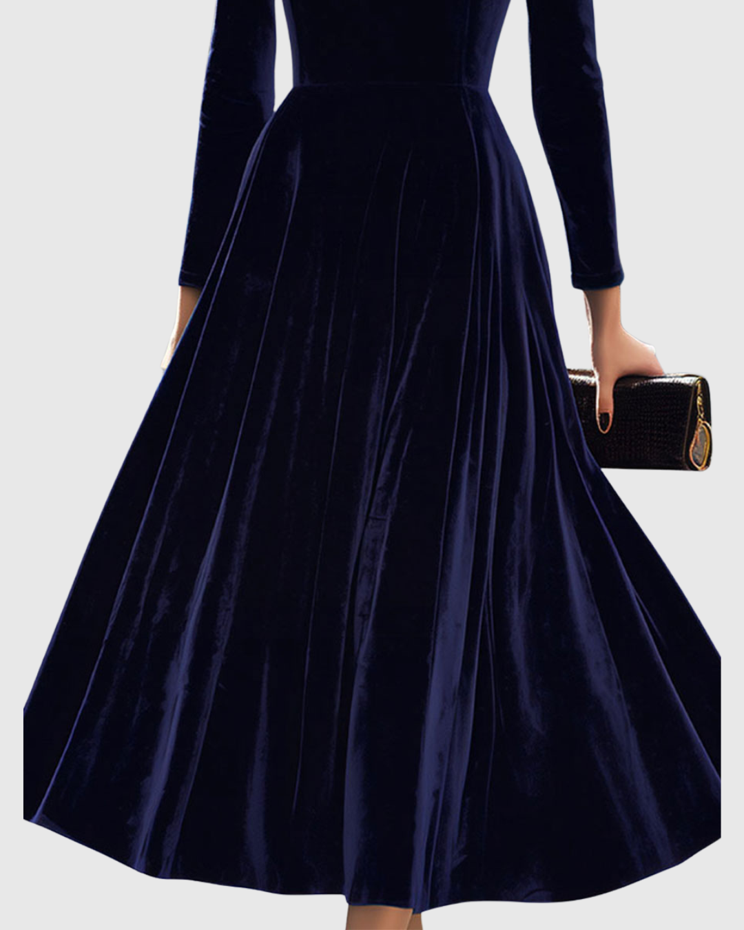 Tivara | Elegant Long-Sleeve Navy Midi Dress 2