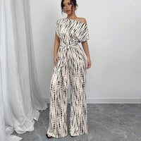 Olivia | Ein-Schulter Jumpsuit mit weitem Bein und Print