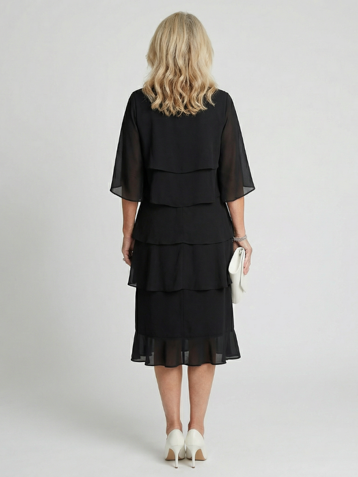Tracy | Elegant Tiered Midi Dress with Delicate Flutter Sleeves 3
