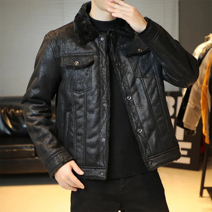 Velmoro | Stylish and casual leather bomber jacket 6