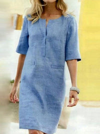 Flora | Effortless And Chic Split Neck Shift Dress