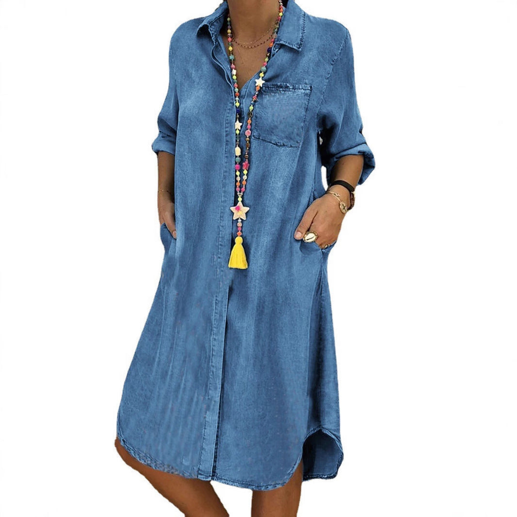 Vera | Relaxed Fit Women's Dress Denim Shirt Dress 7