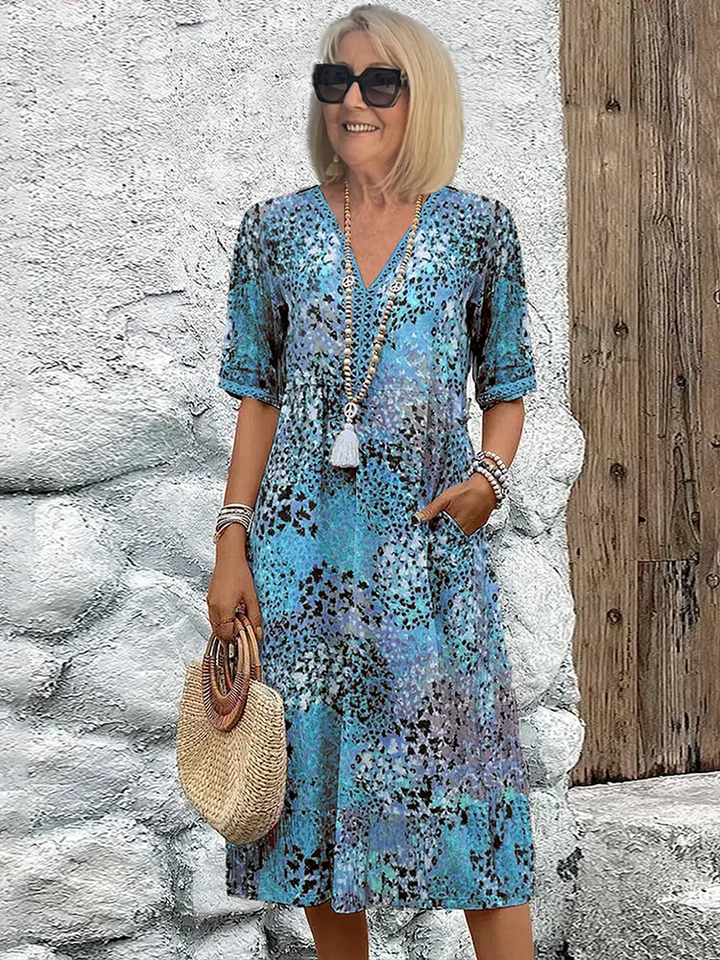 Vibrant Aura | Relaxed Fit Floral Midi Dress for Women 2