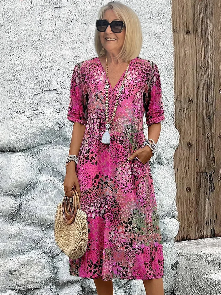 Vibrant Aura | Relaxed Fit Floral Midi Dress for Women 3