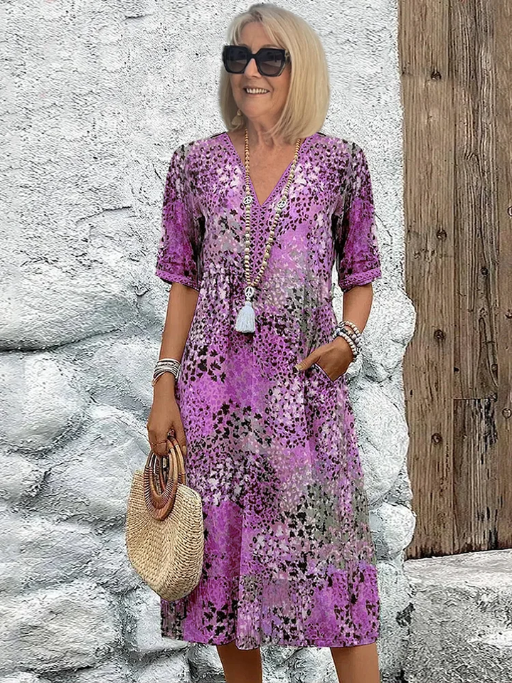 Vibrant Aura | Relaxed Fit Floral Midi Dress for Women 4
