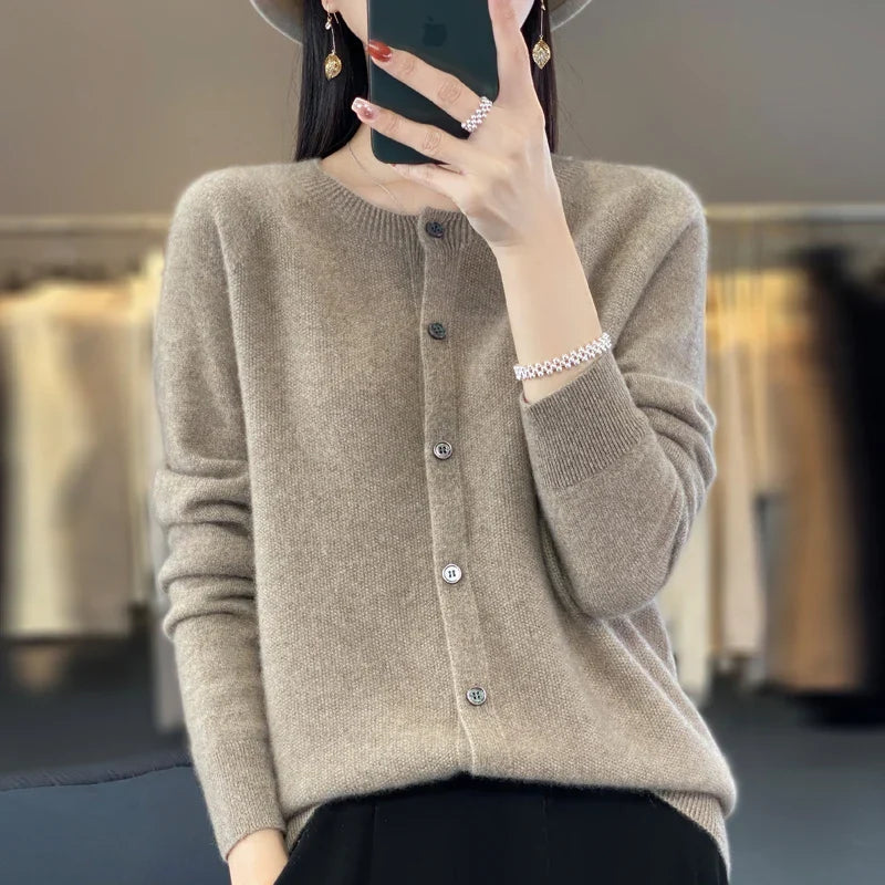 Viora | Women's Cardigan Soft Knit Elegant Button Placket Loose Fit 10