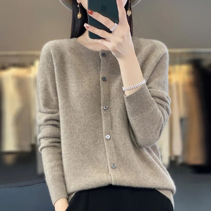 Viora | Women's Cardigan Soft Knit Elegant Button Placket Loose Fit 10