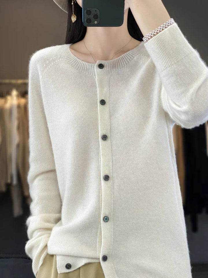 Viora | Women's Cardigan Soft Knit Elegant Button Placket Loose Fit 3