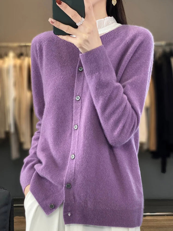 Viora | Women's Cardigan Soft Knit Elegant Button Placket Loose Fit 4