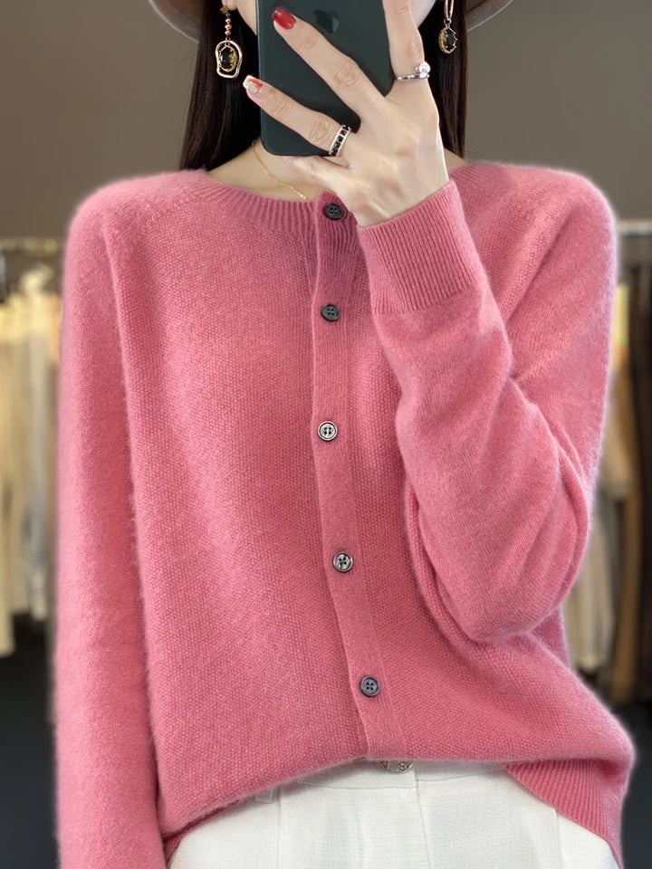 Viora | Women's Cardigan Soft Knit Elegant Button Placket Loose Fit 7