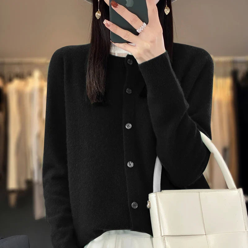 Viora | Women's Cardigan Soft Knit Elegant Button Placket Loose Fit 8