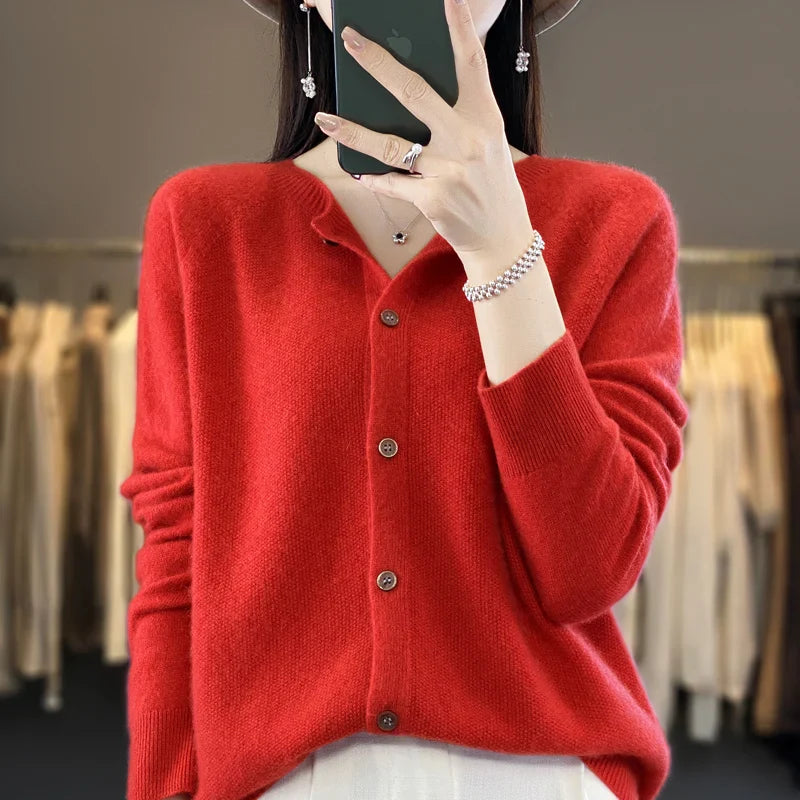Viora | Women's Cardigan Soft Knit Elegant Button Placket Loose Fit 9