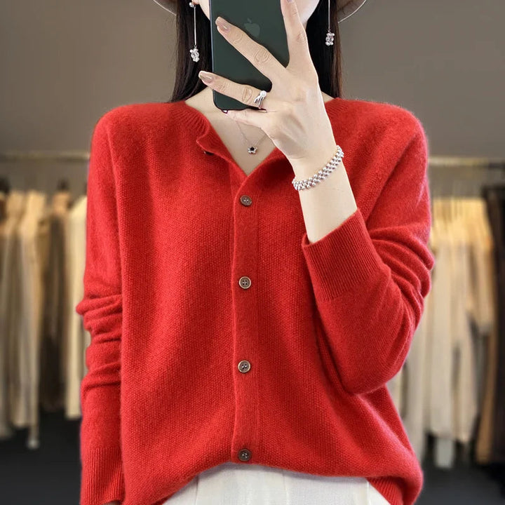 Viora | Women's Cardigan Soft Knit Elegant Button Placket Loose Fit 9