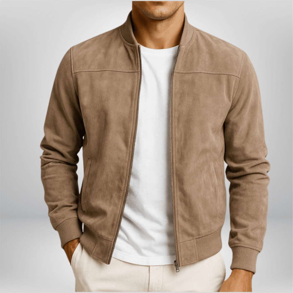 Vortex | Elegant Minimalist Men's Leather Bomber Jacket 0