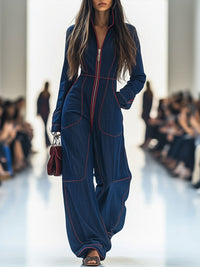 Hilary | Sophisticated And Cozy Wide-Leg Long-Sleeve Jumpsuit