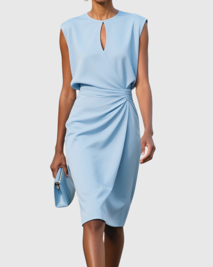 Zara | Elegant Sleeveless Midi Dress With Gathered Detail 0
