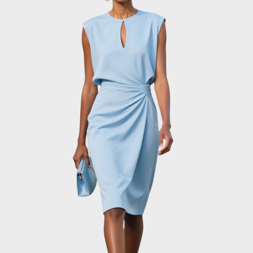 Zara | Elegant Sleeveless Midi Dress With Gathered Detail 1