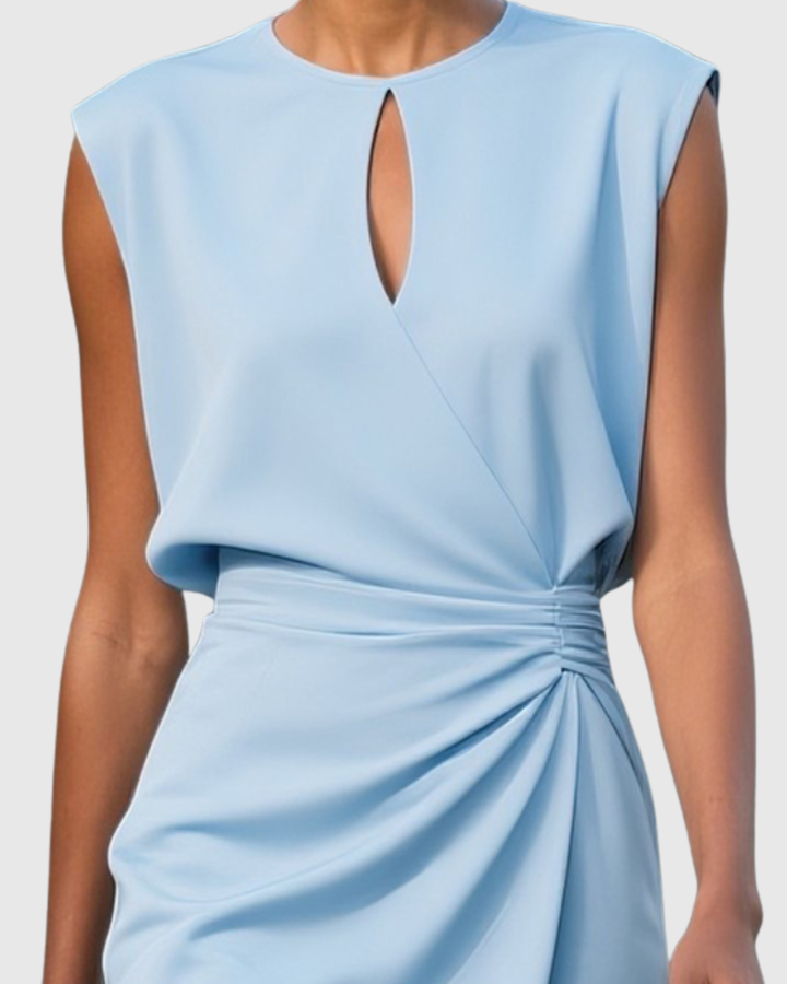 Zara | Elegant Sleeveless Midi Dress With Gathered Detail 2