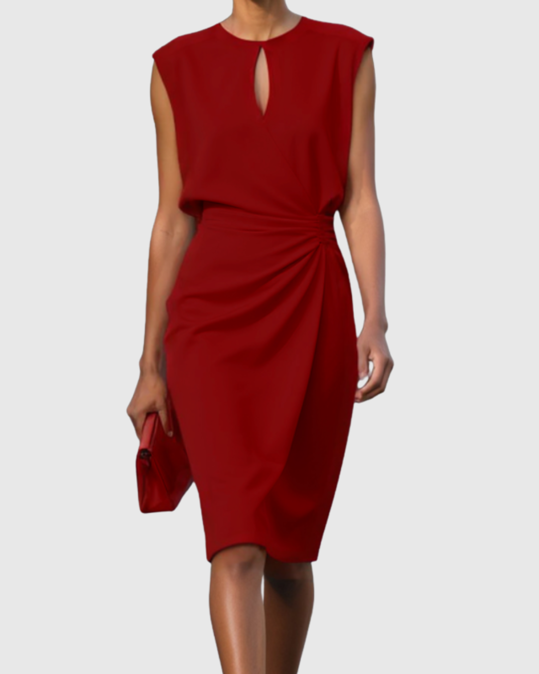 Zara | Elegant Sleeveless Midi Dress With Gathered Detail 7