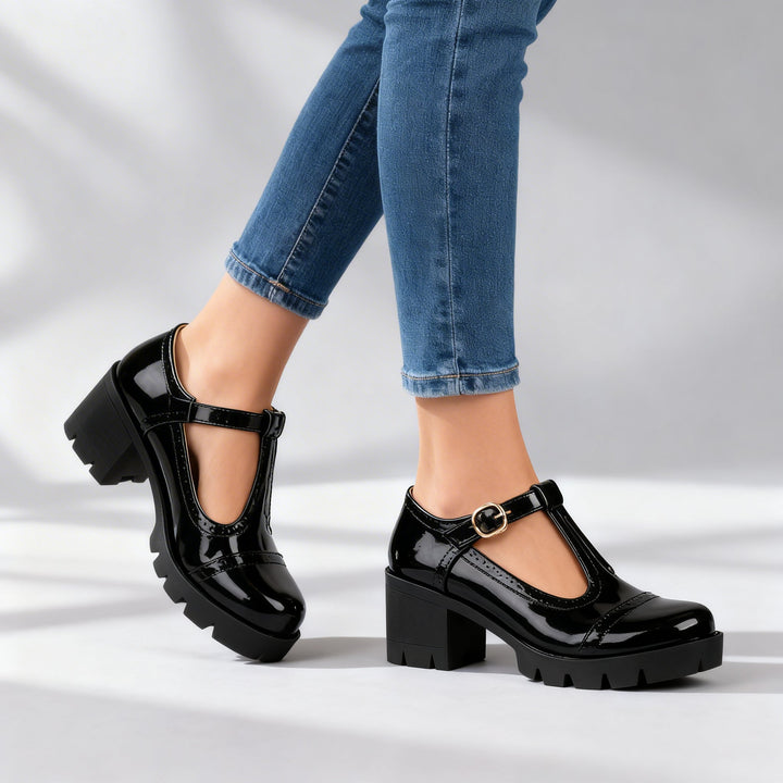 Zara | Women's Shoes T-Strap Brogue Block Heel Vintage Style 4