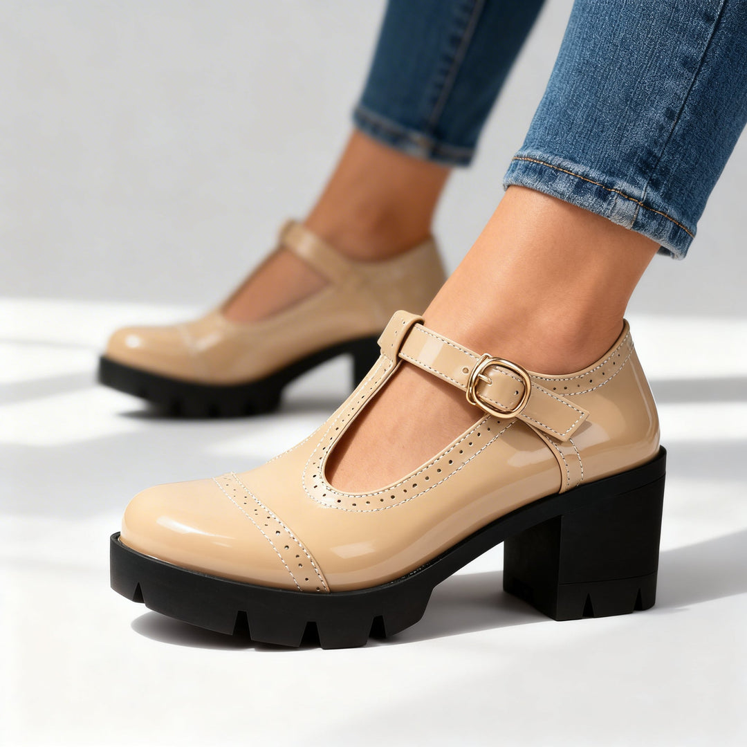 Zara | Women's Shoes T-Strap Brogue Block Heel Vintage Style 5