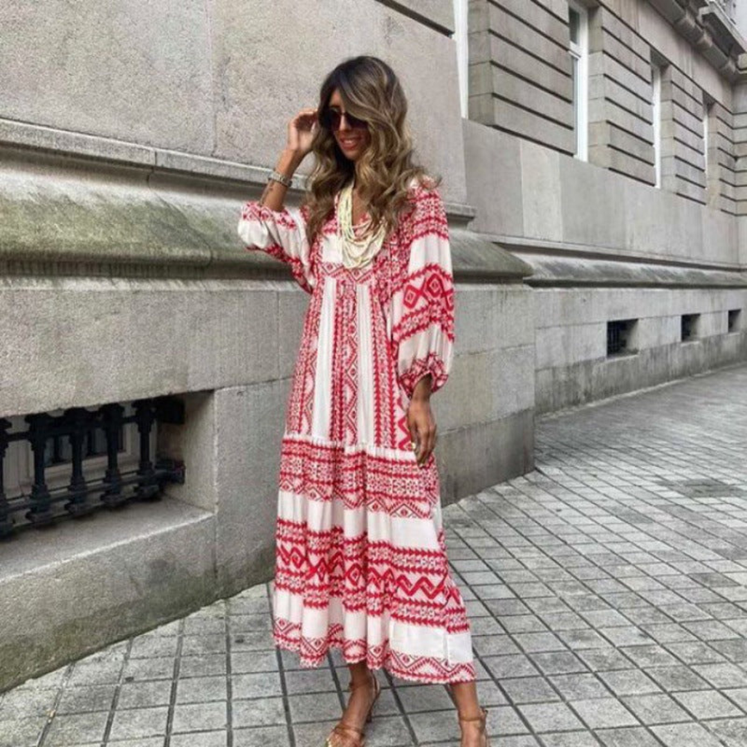 Zaria | Bohemian Printed Flowy Maxi Dress 13
