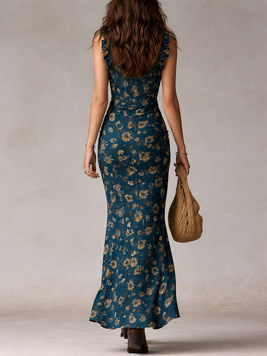 Zyra | Floral Maxi Dress with Ruffled Sleeves 4