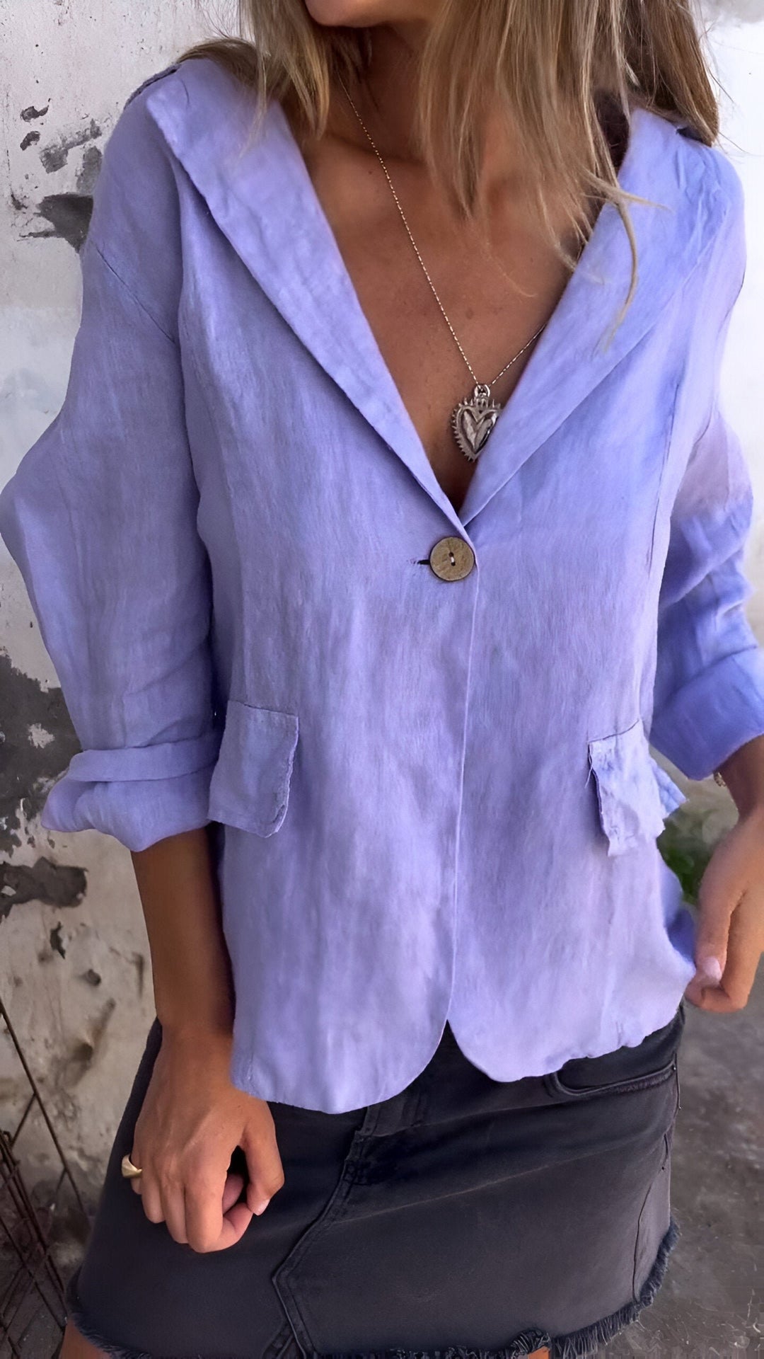 Ellie | Minimalistischer leichter Baumwoll-Leinen-Blazer für Damen