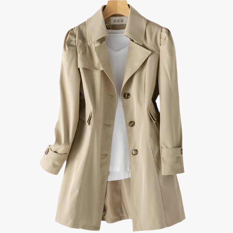 Seraphina | Trench classico lungo da donna con bottoni sul davanti