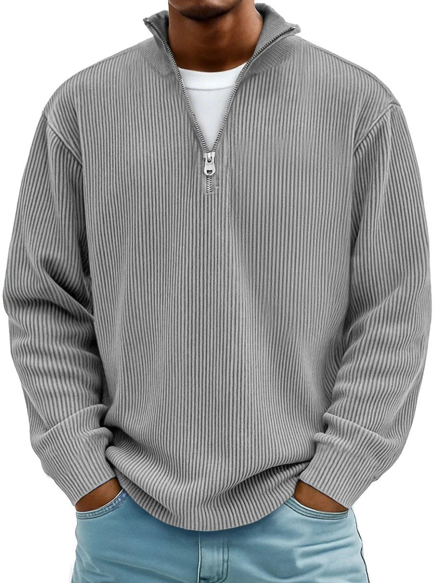 Simeon | Quarter-Zip Pullover Sweater for Men – Stylish Ribbed Design