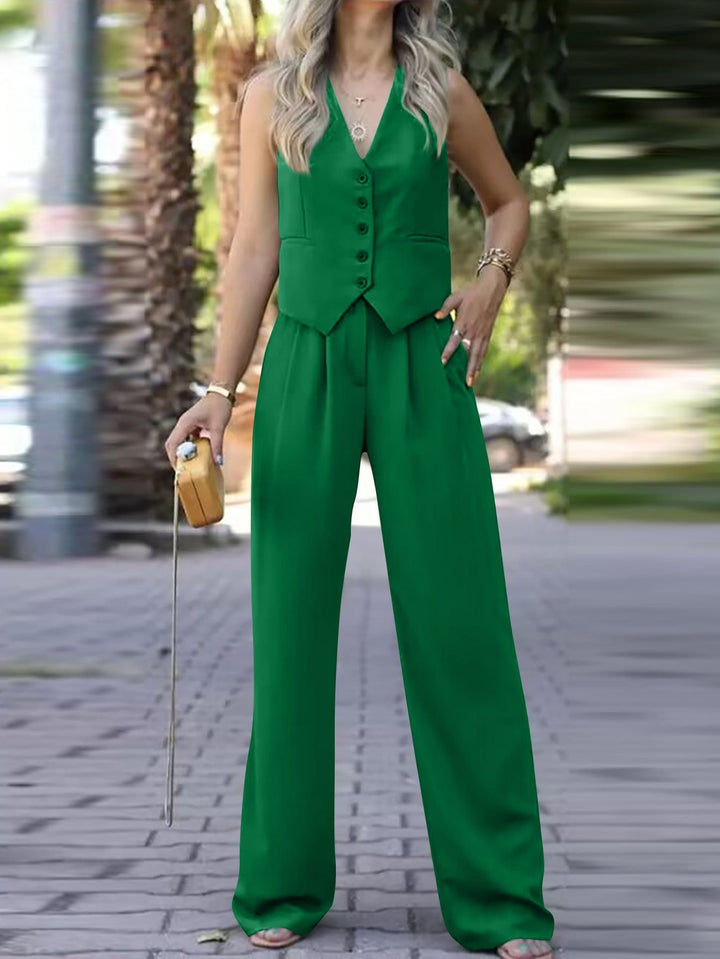 Seraphine | Completo elegante a due pezzi senza maniche con scollo a V