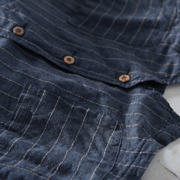 Cedric | Gilet classico da uomo in lino a righe