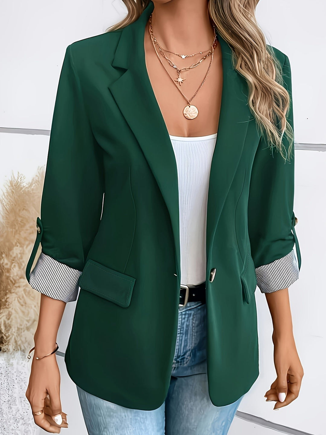 Maeve | Blazer mit einem Knopf und aufrollbaren 3/4-Ärmeln für Damen
