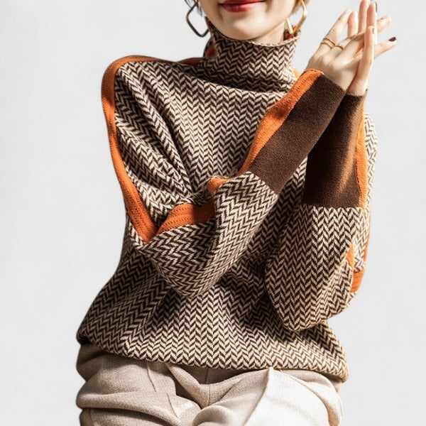 Harper | Gestreifter Pullover mit hohem Kragen