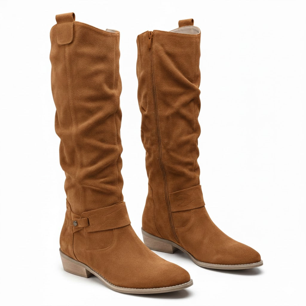 Vespera | Lässige Slouchy-Stiefel für Damen mit knöchelhohem Schaft und Blockabsatz