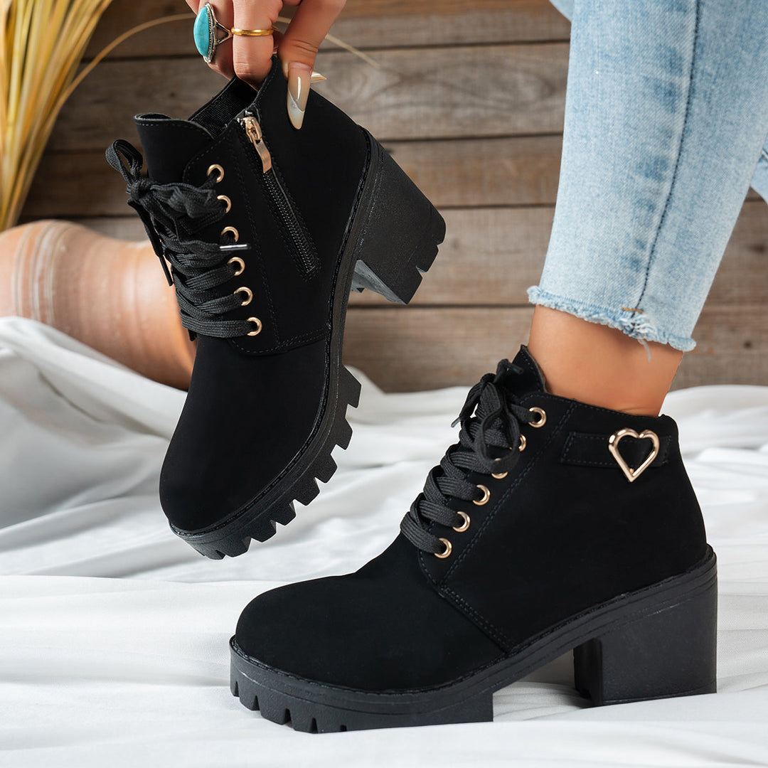 Alurelle | Stivaletti chic da donna con lacci e tacco largo