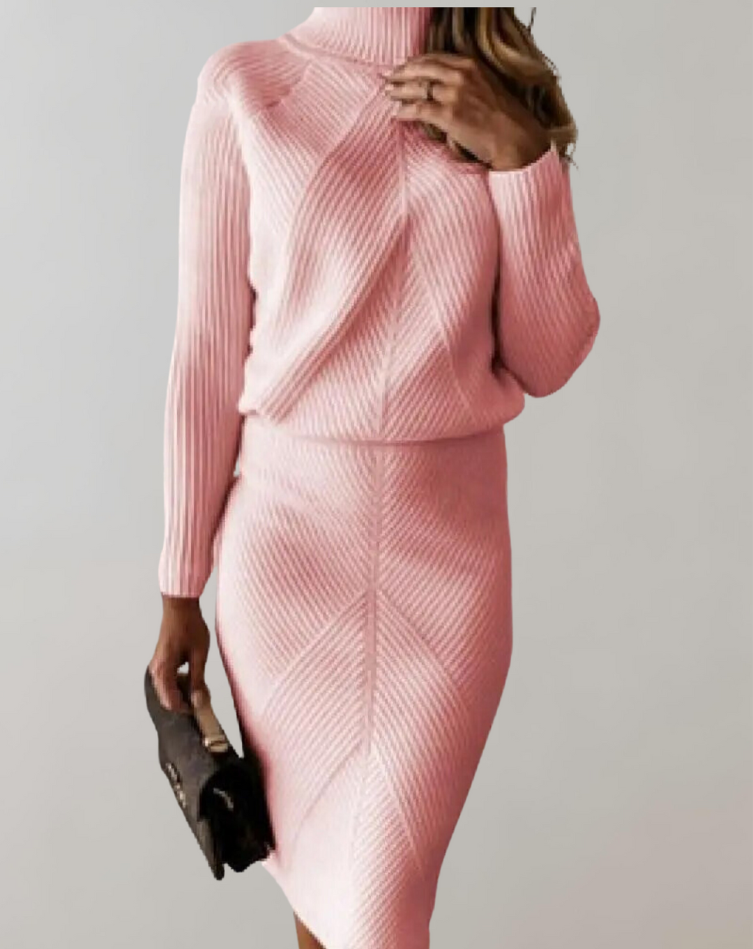 Aura | Completo elegante con maglione dolcevita in maglia e gonna aderente