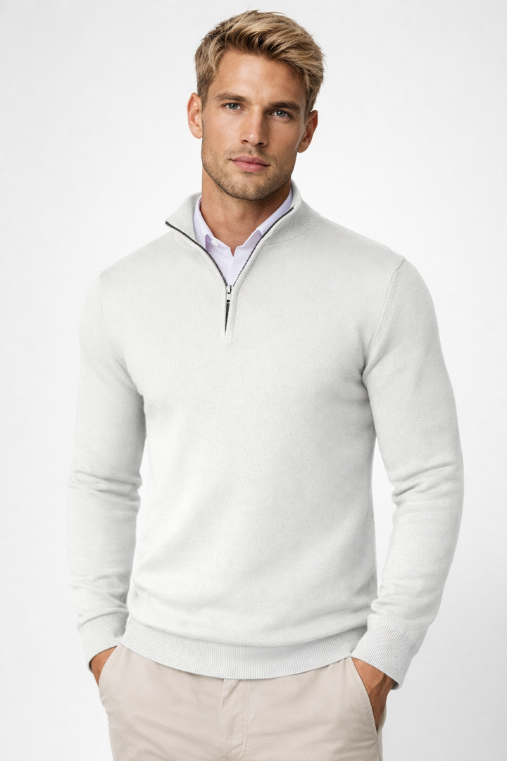Everline | Modern Half Zip High Neck Sweater