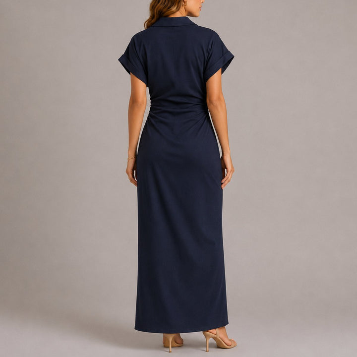 Freya | Elegantes gerafftes Maxikleid für Damen
