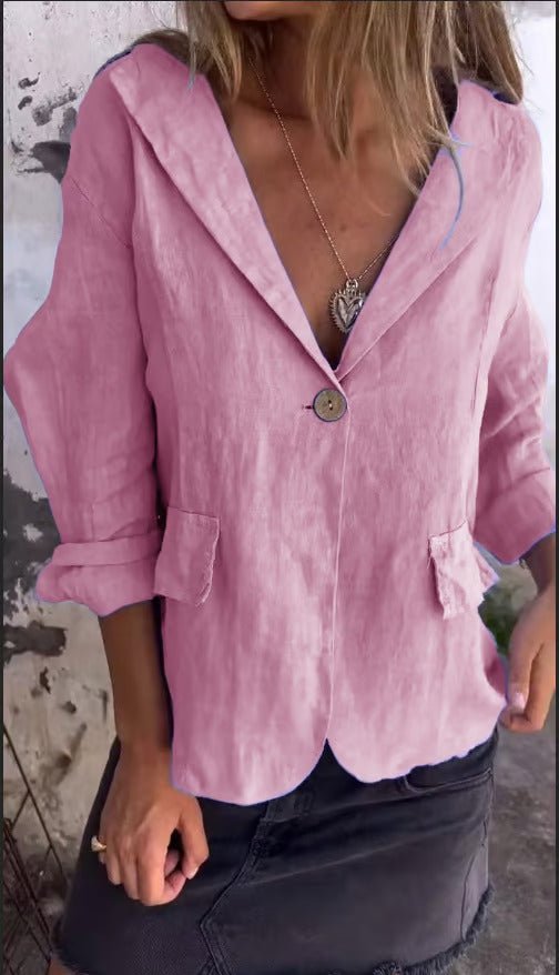 Ellie | Minimalistischer leichter Baumwoll-Leinen-Blazer für Damen
