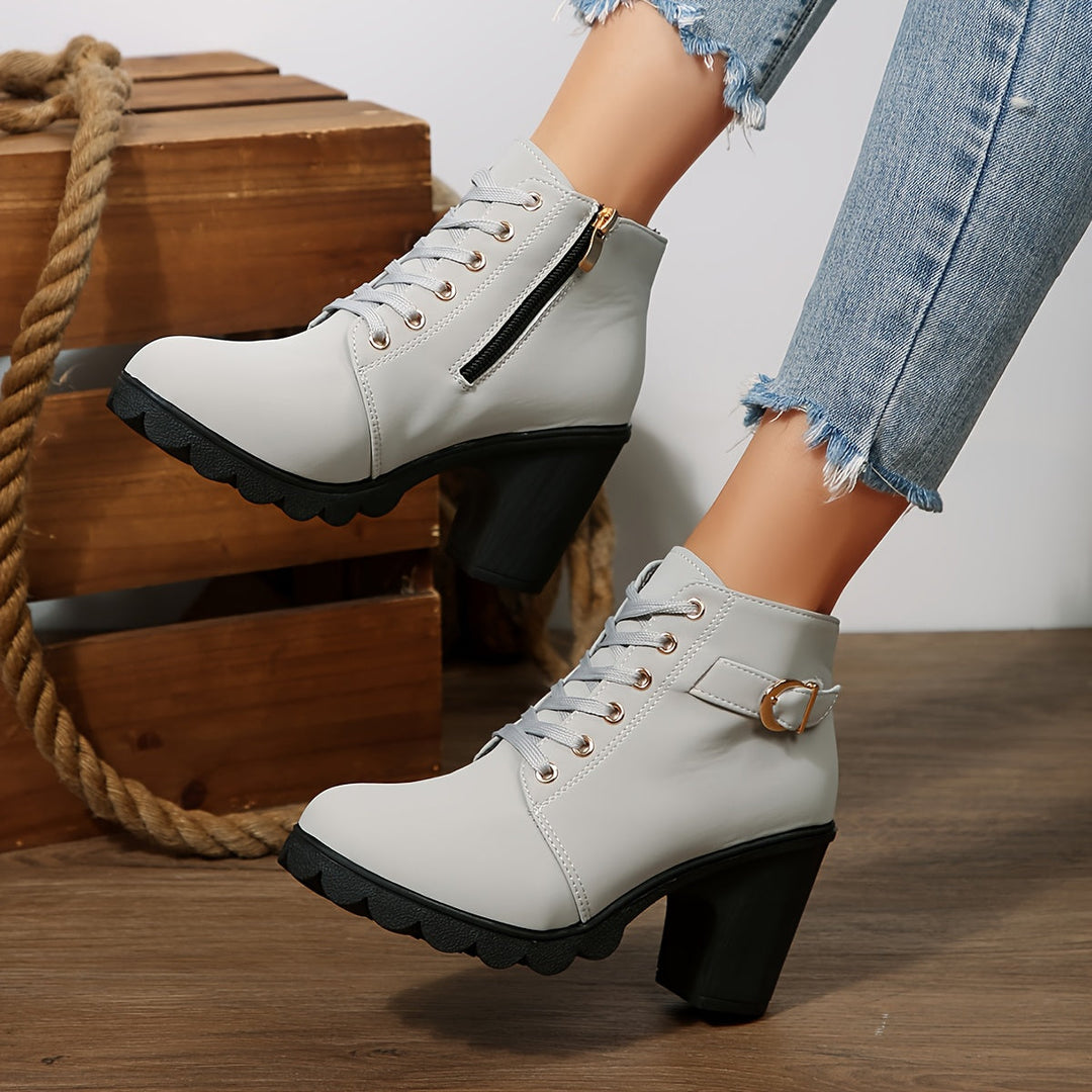 Nyxelle | Stylische Schnürstiefeletten mit Blockabsatz für Damen