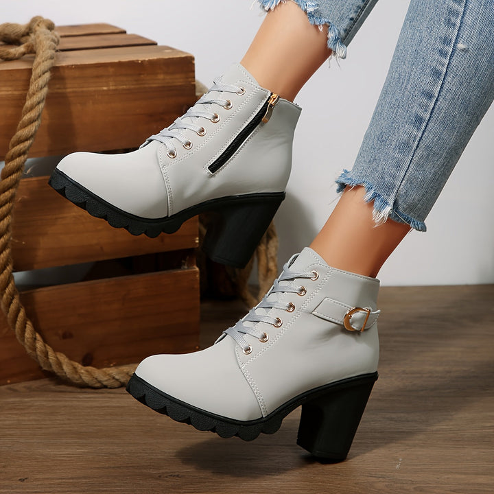 Nyxelle | Stylische Schnürstiefeletten mit Blockabsatz für Damen