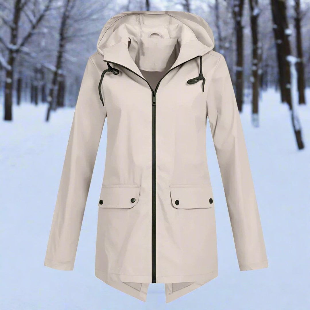 Iris | Elegante wasserdichte Regenjacke mit Kapuze für Damen
